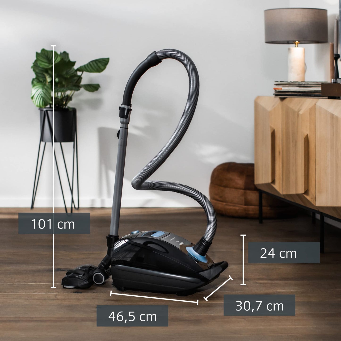 👉 Staubsauger mit Beutel – Leise & leistungsstark, 850 W, ideal für Allergiker mit Hygiene-Filter, Bodendüse für Parkett, Teppich & Fliesen, langes Kabel, Schwarz