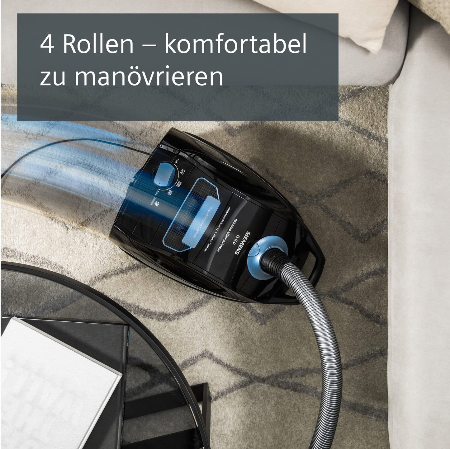 👉 Staubsauger mit Beutel – Leise & leistungsstark, 850 W, ideal für Allergiker mit Hygiene-Filter, Bodendüse für Parkett, Teppich & Fliesen, langes Kabel, Schwarz