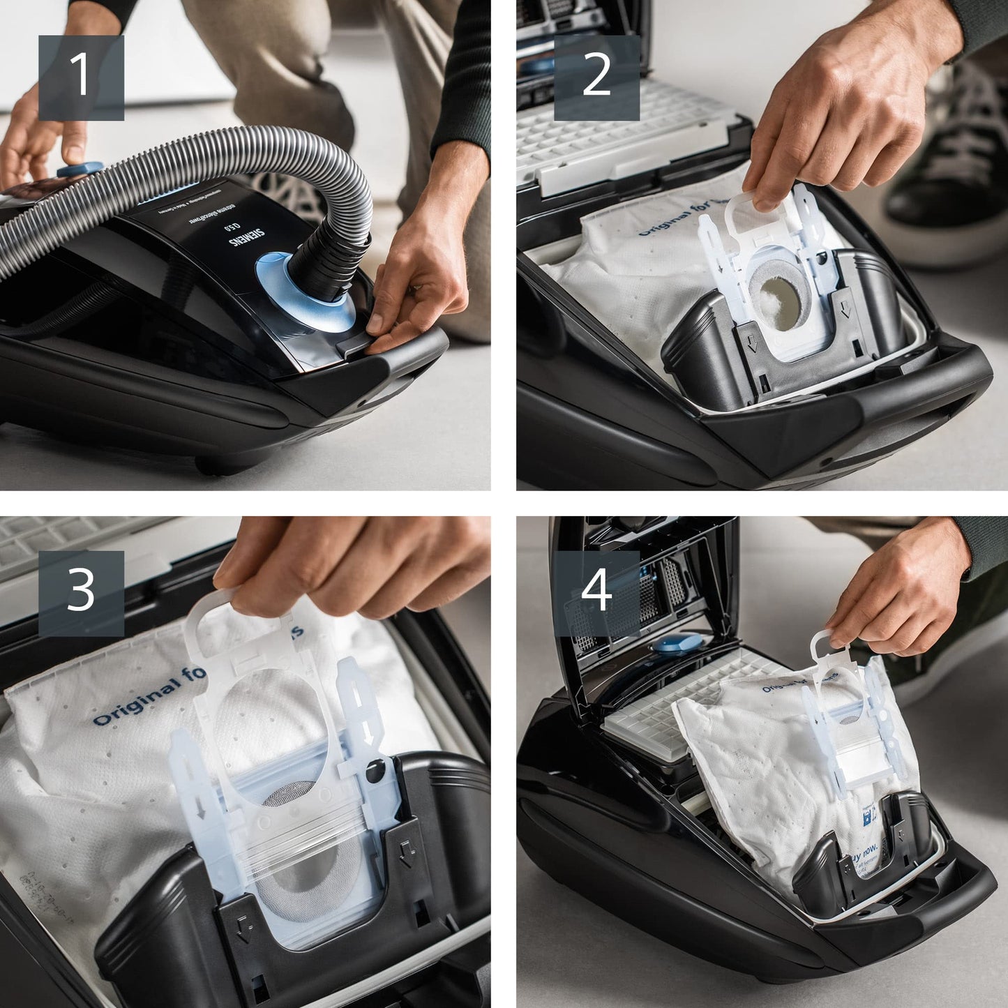 👉 Staubsauger mit Beutel – Leise & leistungsstark, 850 W, ideal für Allergiker mit Hygiene-Filter, Bodendüse für Parkett, Teppich & Fliesen, langes Kabel, Schwarz