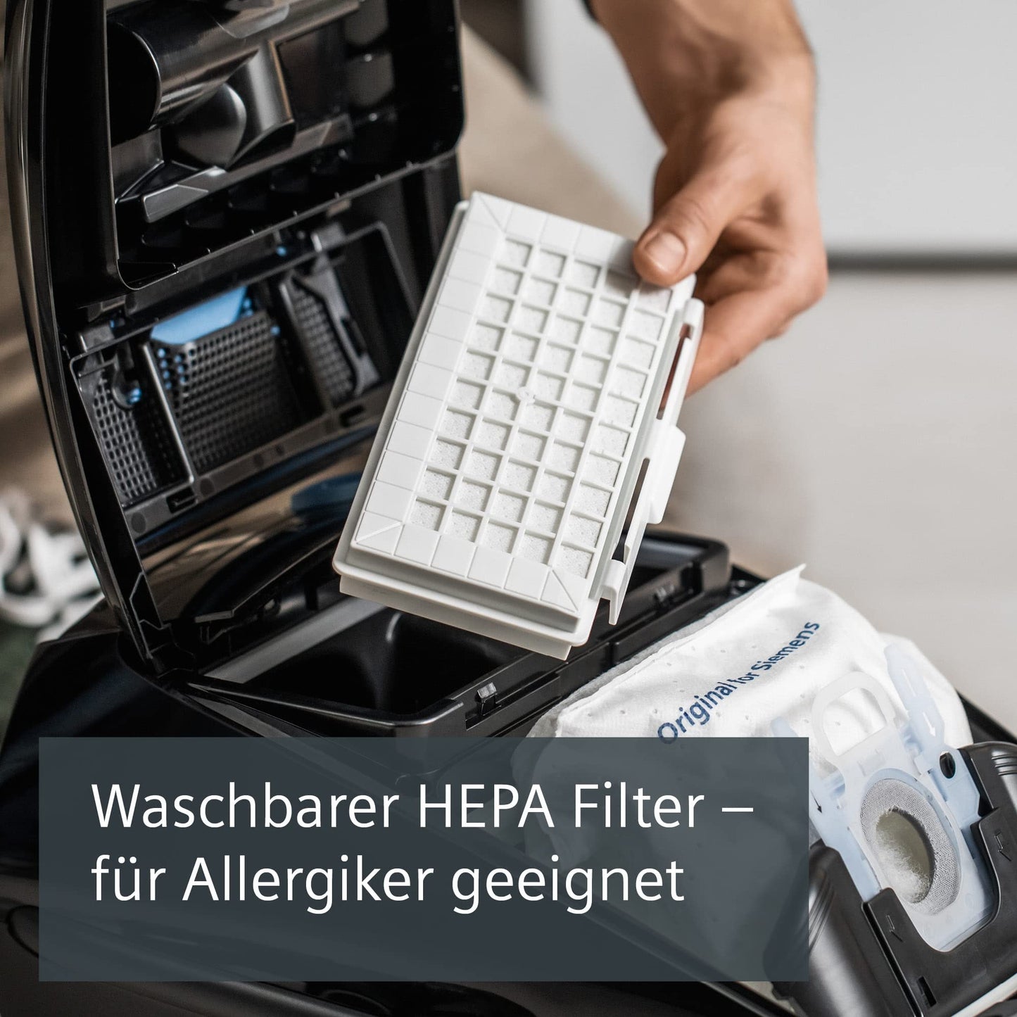 👉 Staubsauger mit Beutel – Leise & leistungsstark, 850 W, ideal für Allergiker mit Hygiene-Filter, Bodendüse für Parkett, Teppich & Fliesen, langes Kabel, Schwarz